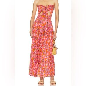 Tiare Hawaii Vibrant Pink Floral Maxi Skirt